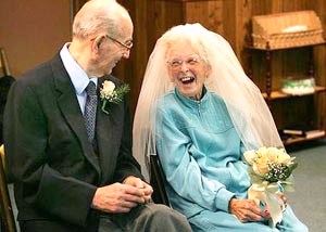 elderly couple getting married